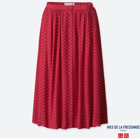 Uniqlo Dresses & Skirts - Uniqlo Red GEORGETTE SKIRT (INES DE LA FRESSANGE)